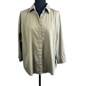 Faconnable Albert Goldberg Button up long sleeve blouse Khaki Size L